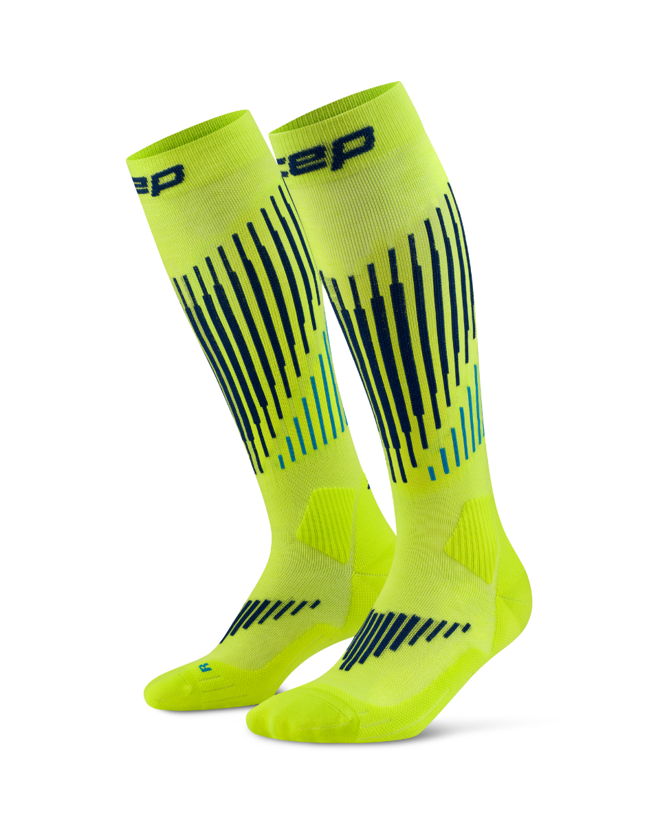 CEP Core Run Merino Compressiekousen 3.0 - lime/blauw