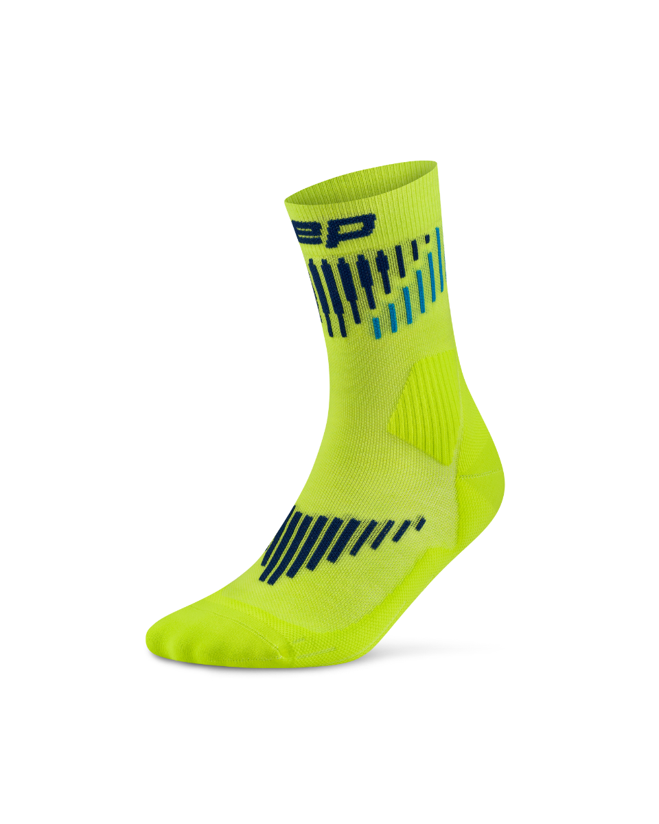 CEP Core Run Merino Mid Cut Sokken 3.0 - lime/blauw