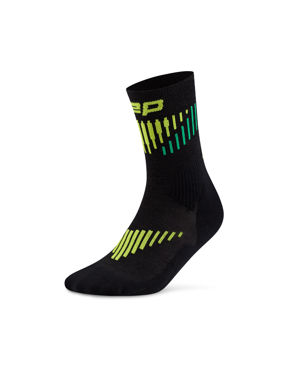 CEP Core Run Merino Mid Cut Sokken 3.0 - zwart/lime