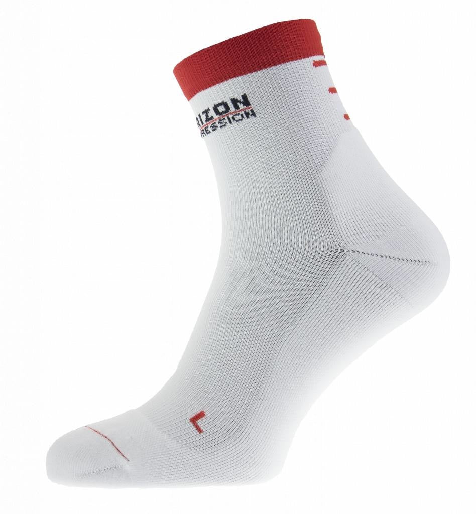 Horizon Quarter compressie sportsokken - Wit / Rood