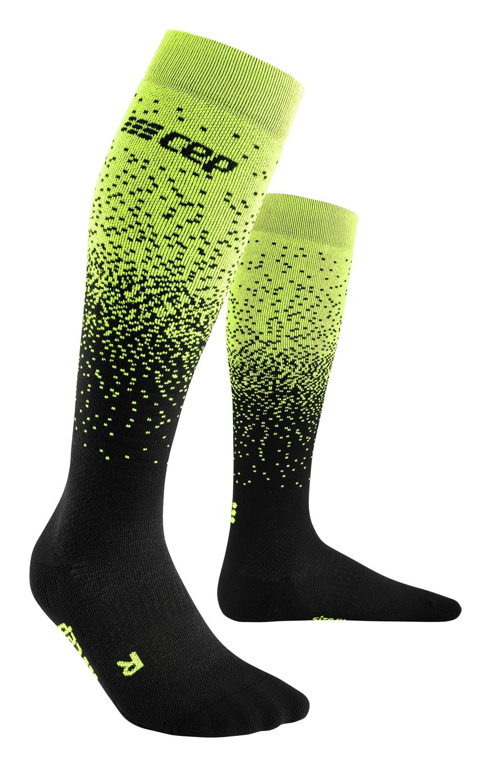 CEP Ski Merino Compressiekousen - Zwart/groen