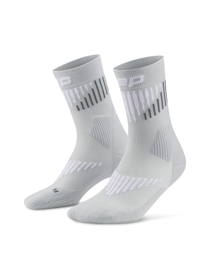 CEP Core Run Merino Mid Cut Sokken 3.0 - grijs/wit