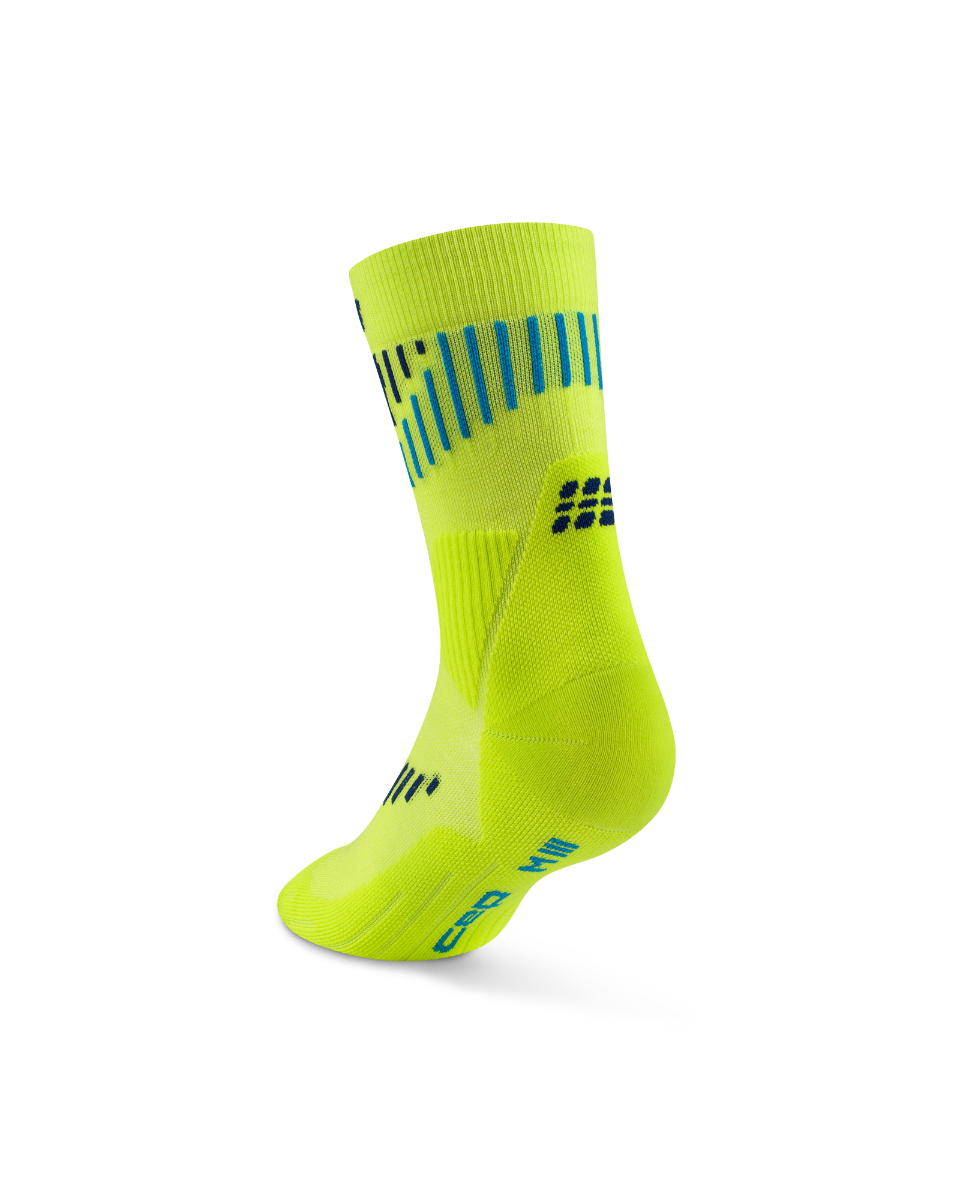 CEP Core Run Merino Mid Cut Sokken 3.0 - lime/blauw