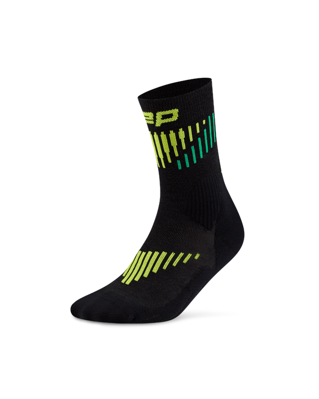 CEP Core Run Merino Mid Cut Sokken 3.0 - zwart/lime