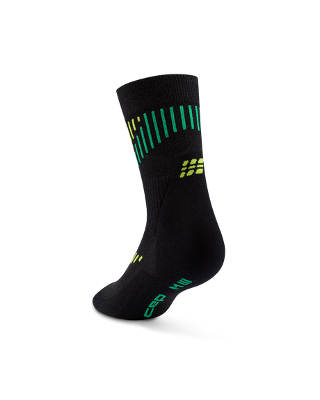 CEP Core Run Merino Mid Cut Sokken 3.0 - zwart/lime