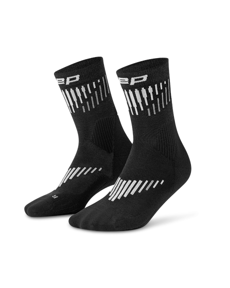 CEP Core Run Merino Mid Cut Sokken 3.0 - zwart/wit