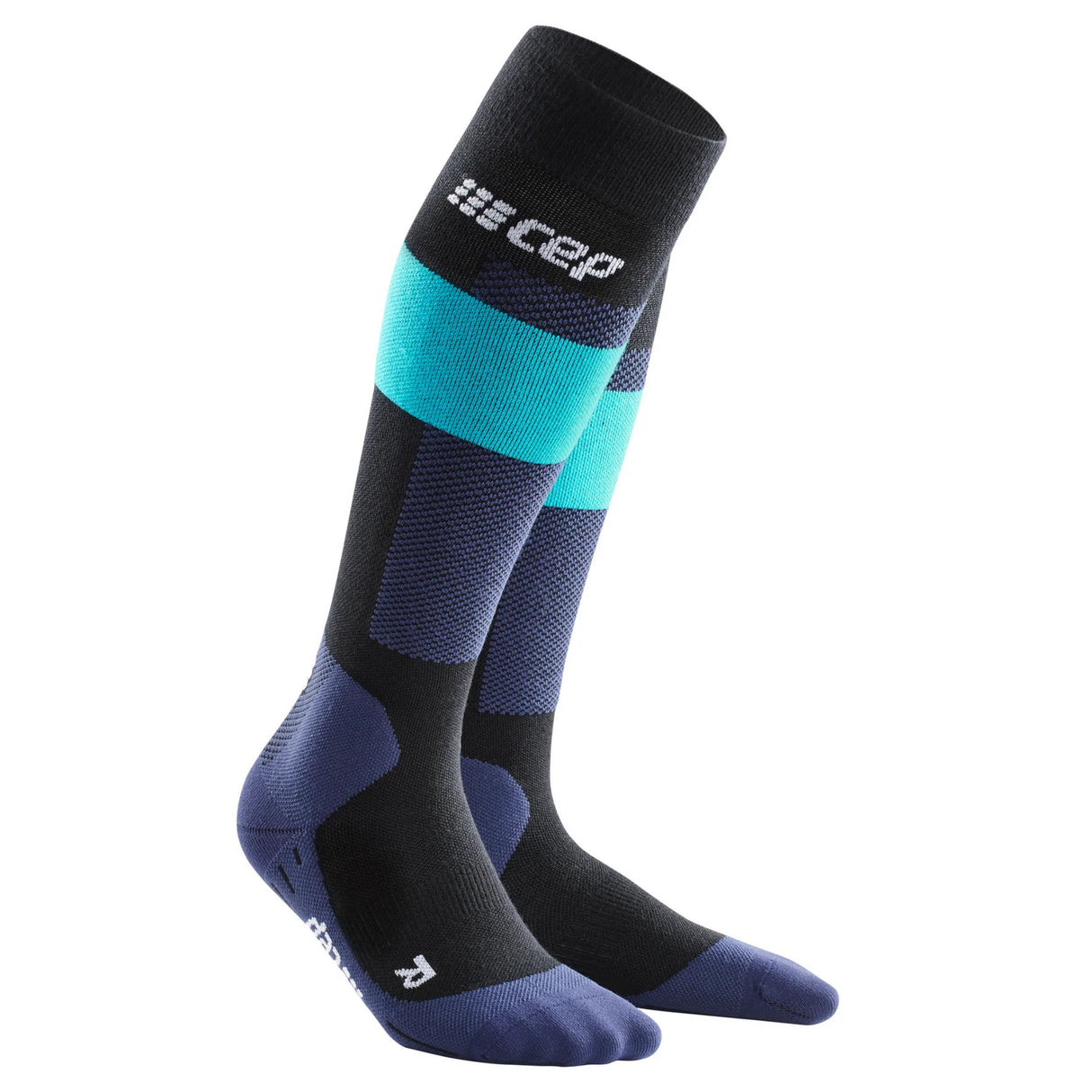 CEP Merino Skisokken met compressie - Blauw