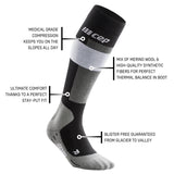 CEP Merino Skisokken met compressie - Grijs