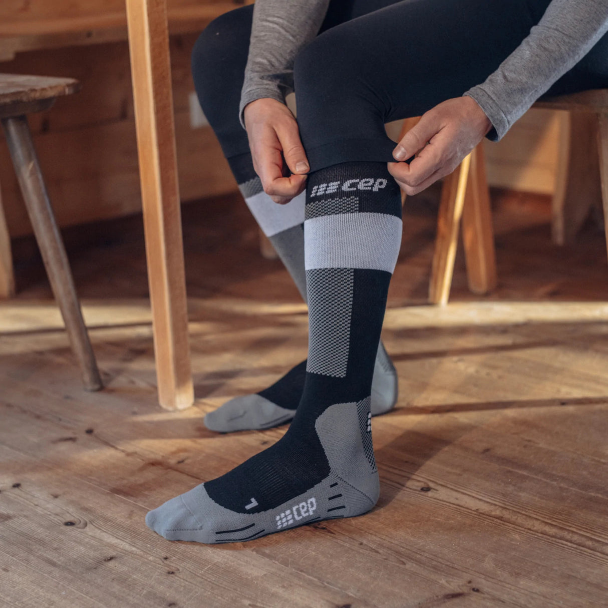 CEP Merino Skisokken met compressie - Grijs