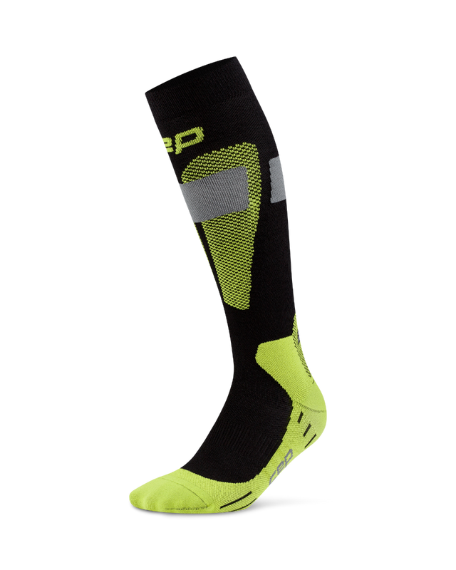 CEP Ski Merino Skisokken 3.0 - zwart/lime