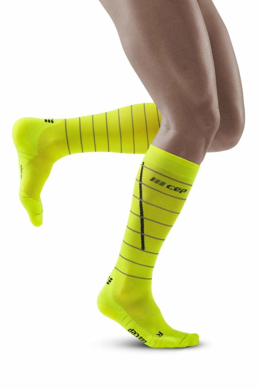 CEP Reflectie Compressiekousen - neon yellow